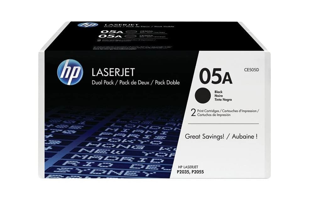 HP 05A Black Original Toner Cartridge, CE505A, 2/Pack - Cartridge Toner HP 05A Black - Image 1