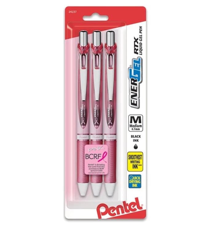 Pentel EnerGel RTX Liquid Gel Pen, Medium Point, 0.7mm, Black, 3/Pack - Pen Energel Med - Image 1