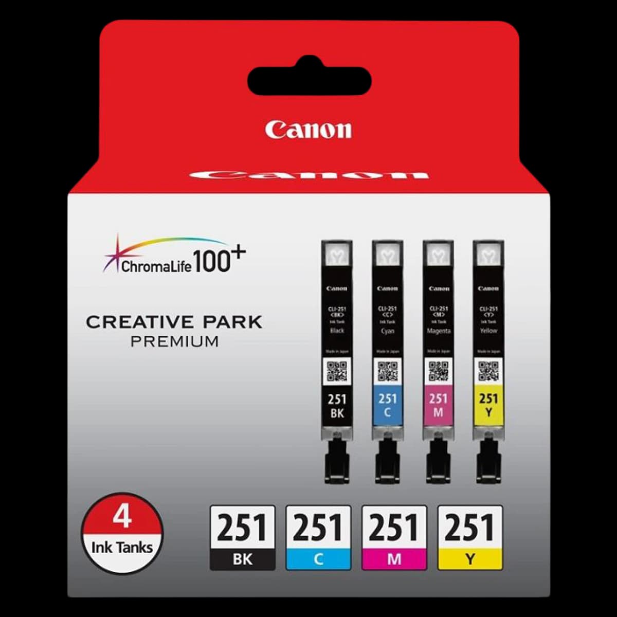 Canon CLI-251 Black/Color Ink Cartridges, 4/Pack - Ink Crtrdg CLI-251 Black/ - Image 1
