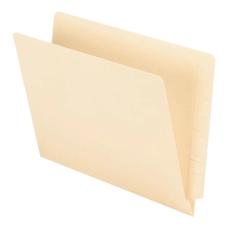 Office Depot 2-Ply End-Tab Folder, Letter Size, Straight Cut Tab, Manila, 100/Box - Folder ET Letter Str Cut Reinf - Image 1