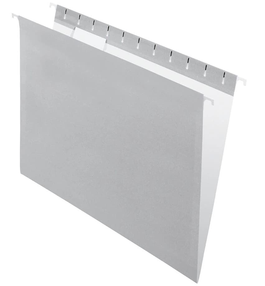 Office Depot 2-Tone Hanging File Folder, 1/5 Cut, Letter Size, 8.5" x 11", Gray, 25/Box - Folder Hanging Letter - Image 1
