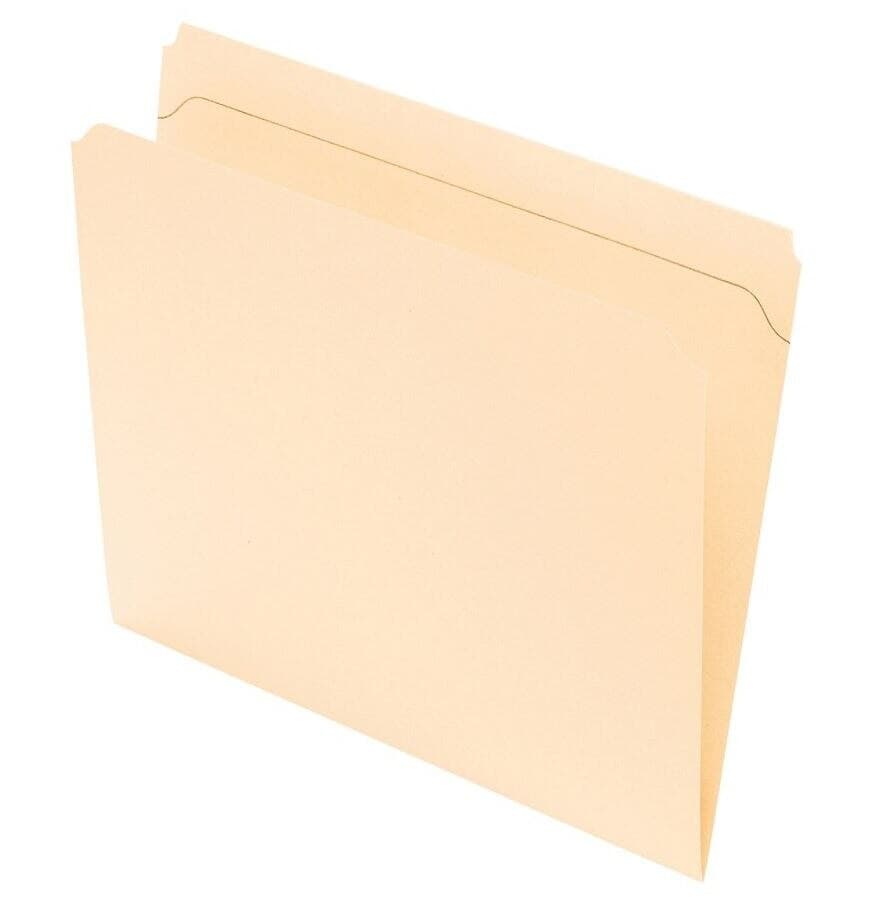 Office Depot Tab File Folder, Straight Cut, Letter Size, Manila, 100/Box - Folder Reinf Tab Ltr Str Cut - Image 1