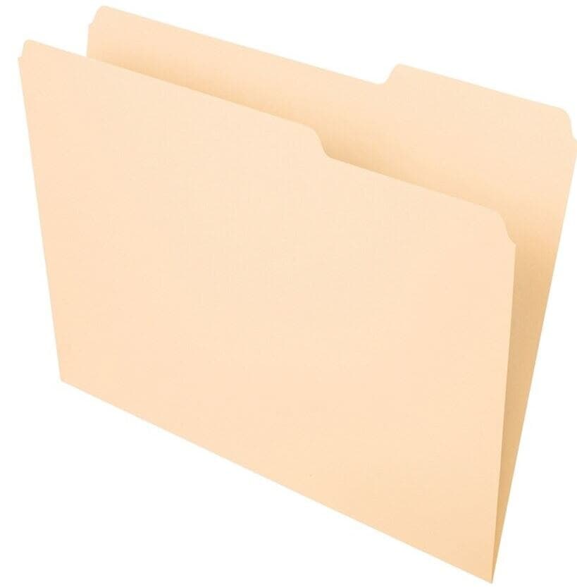 Office Depot File Folder, Letter Size, 1/3 Tab Right Cut, Manila, 100/Box - Folder Ltr 1/3 Tab Right Rec - Image 1