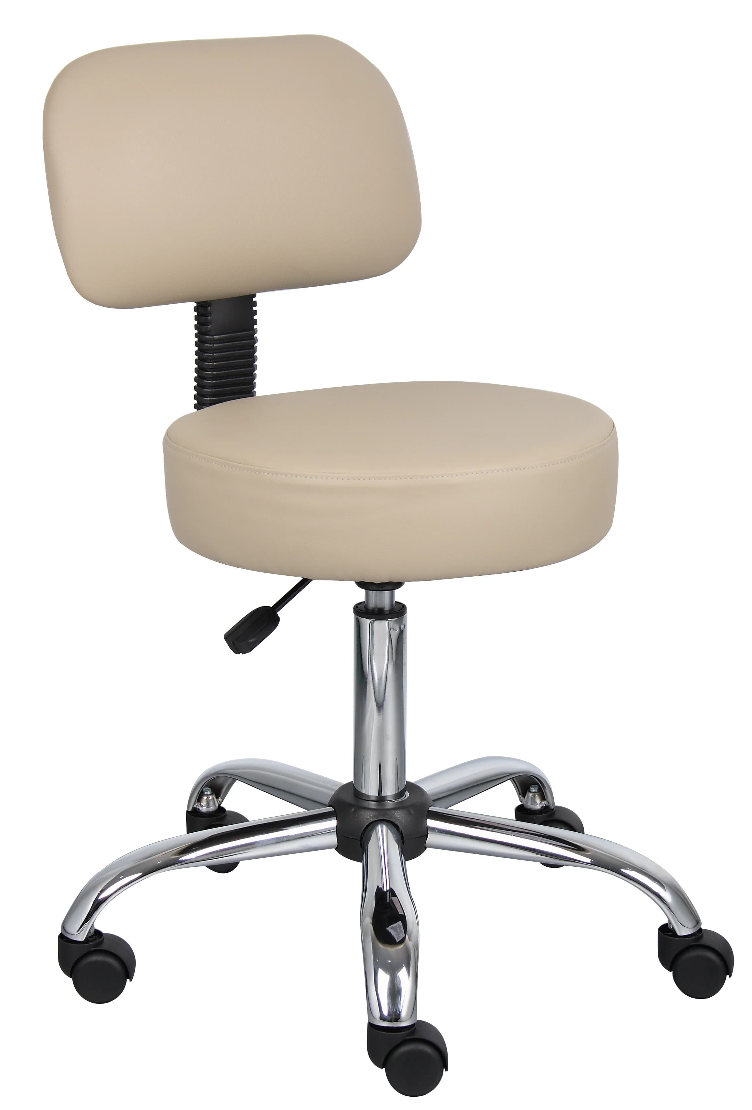 Boss Office Products Medical Stool with Back Cushion, Beige - Medical Stool w/Back Cushion - Image 1