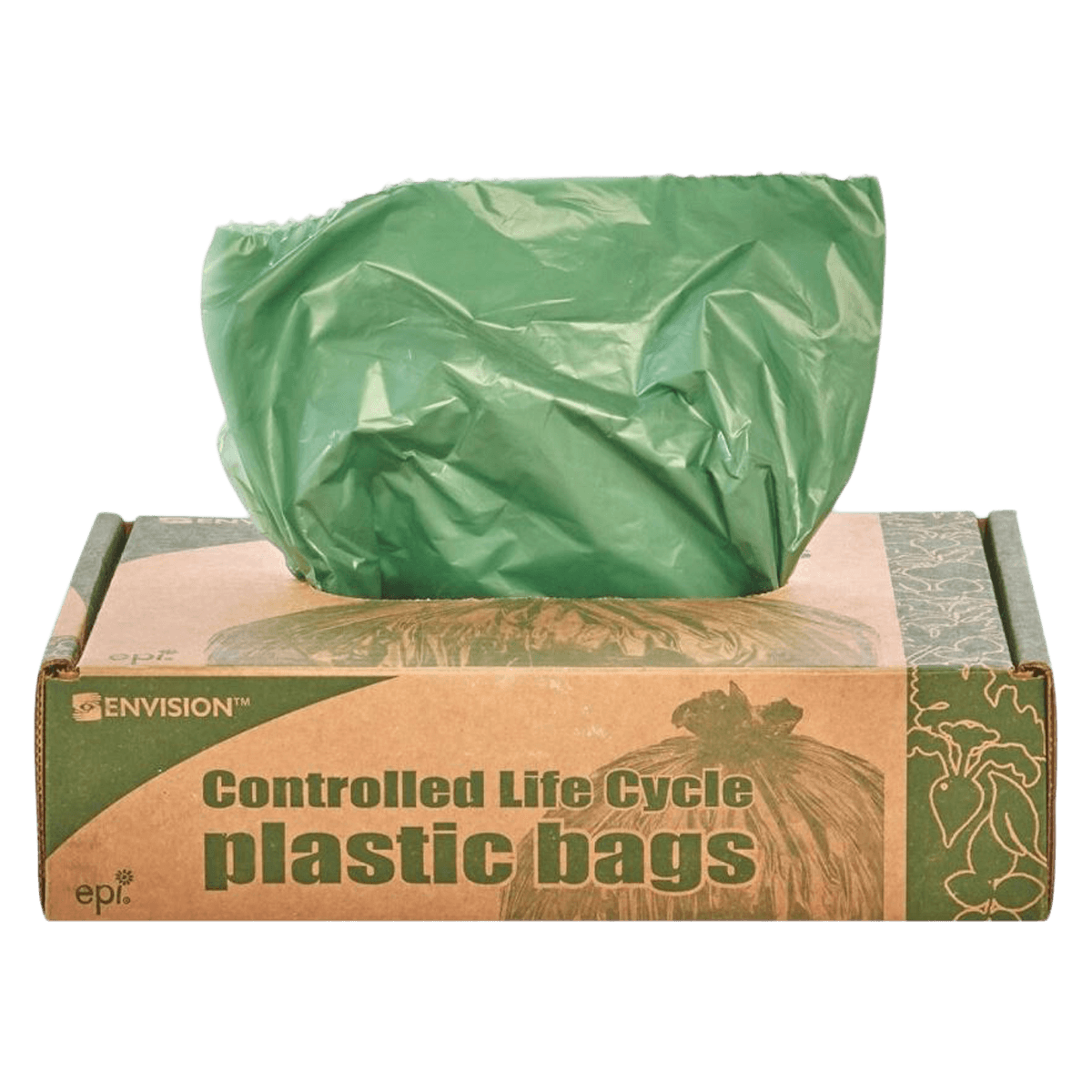 Stout Degradable Trash Bags, 33 Gallon, 33x40, 1.10mil, Green, 40/Box - Trash Bags 33Gal 33x40 1.10mil - Image 1