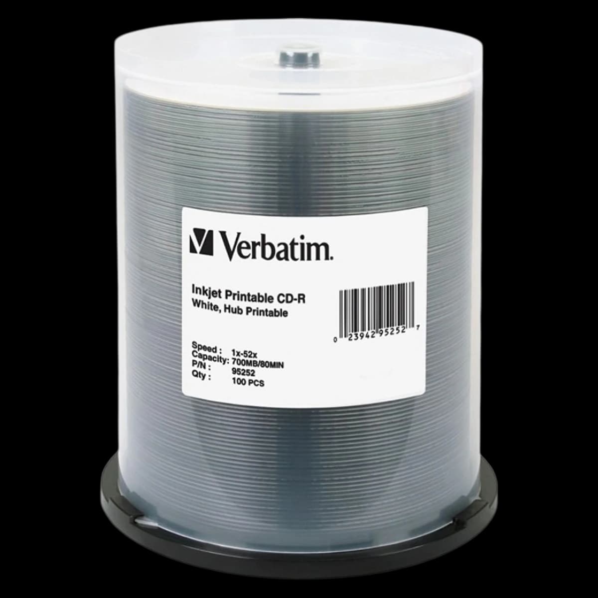 Verbatim CD-R 700MB 52X White Printable, 100/Pack - Verbatim CD-R 700MG 52X White - Image 1
