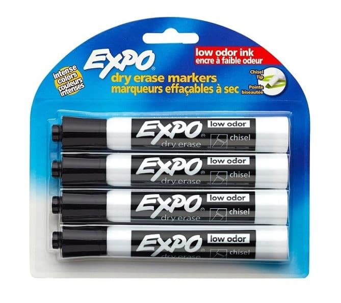 Expo Low-Odor Dry Erase Marker, Chisel Point, Black, 4/Pack - Dry Erase Marker Chisl Pt - Image 1