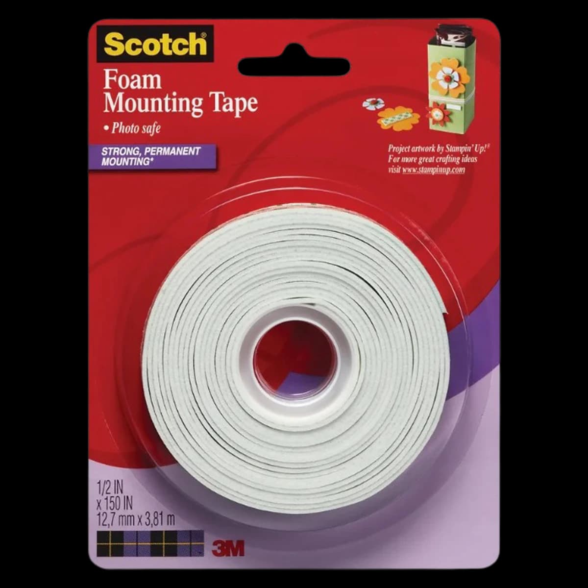 3M Scotch Foam Mounting Tape, 1/2 in x 150 in, White, Each - Scotch Foam Tape White - Image 1