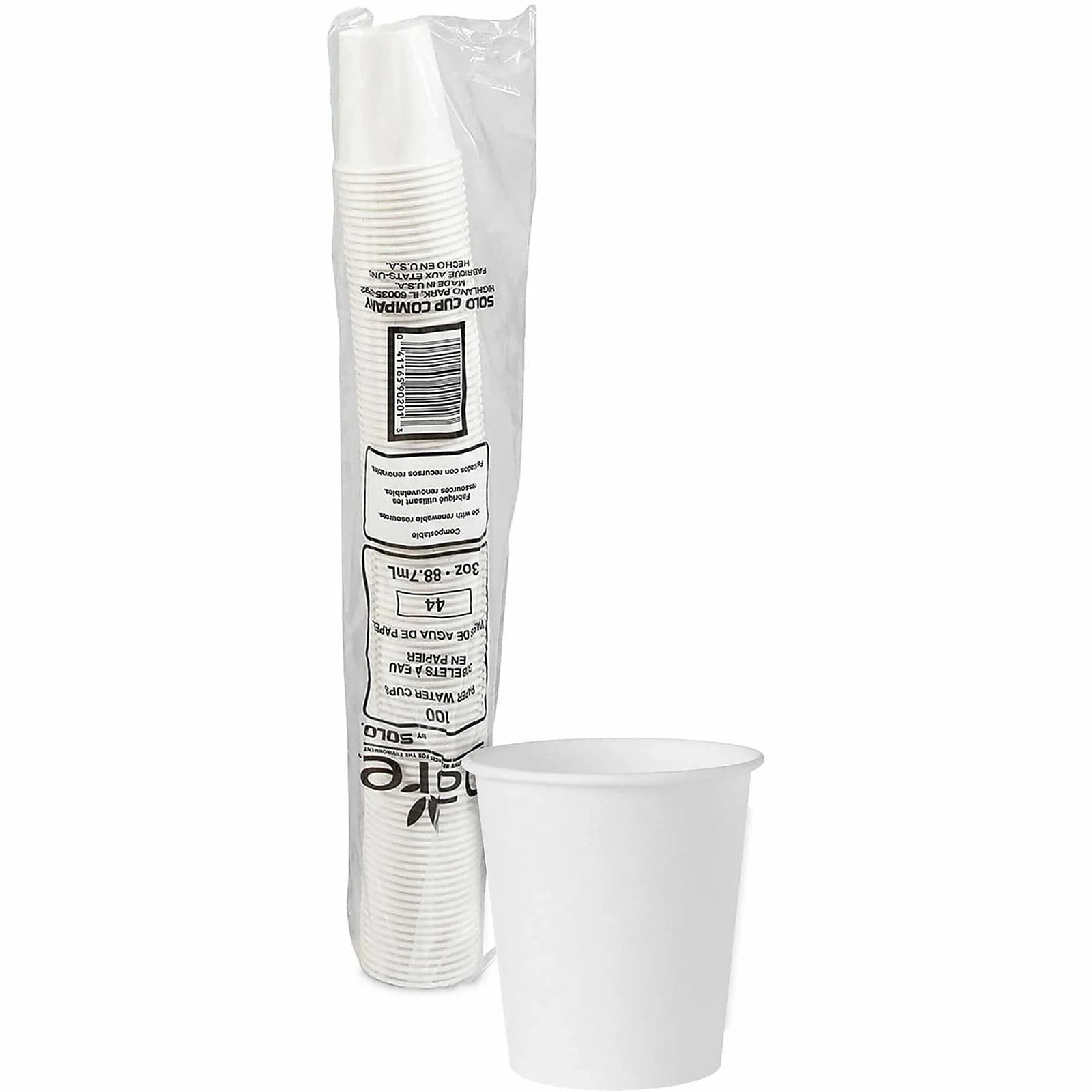 Solo Treated Paper Water Cup, 3 oz, White, 100/Box - Solo Paper Cup Treated - Image 1