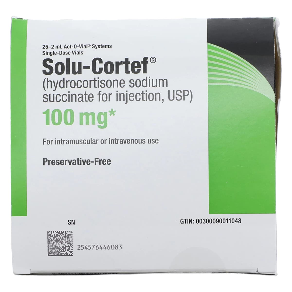 Solu-Cortef (Hydrocortisone Sodium Succinate) Injection, 100 mg, Act-O-Vial, 2 mL Single-Dose Vial, 25/Package thumbnail 3