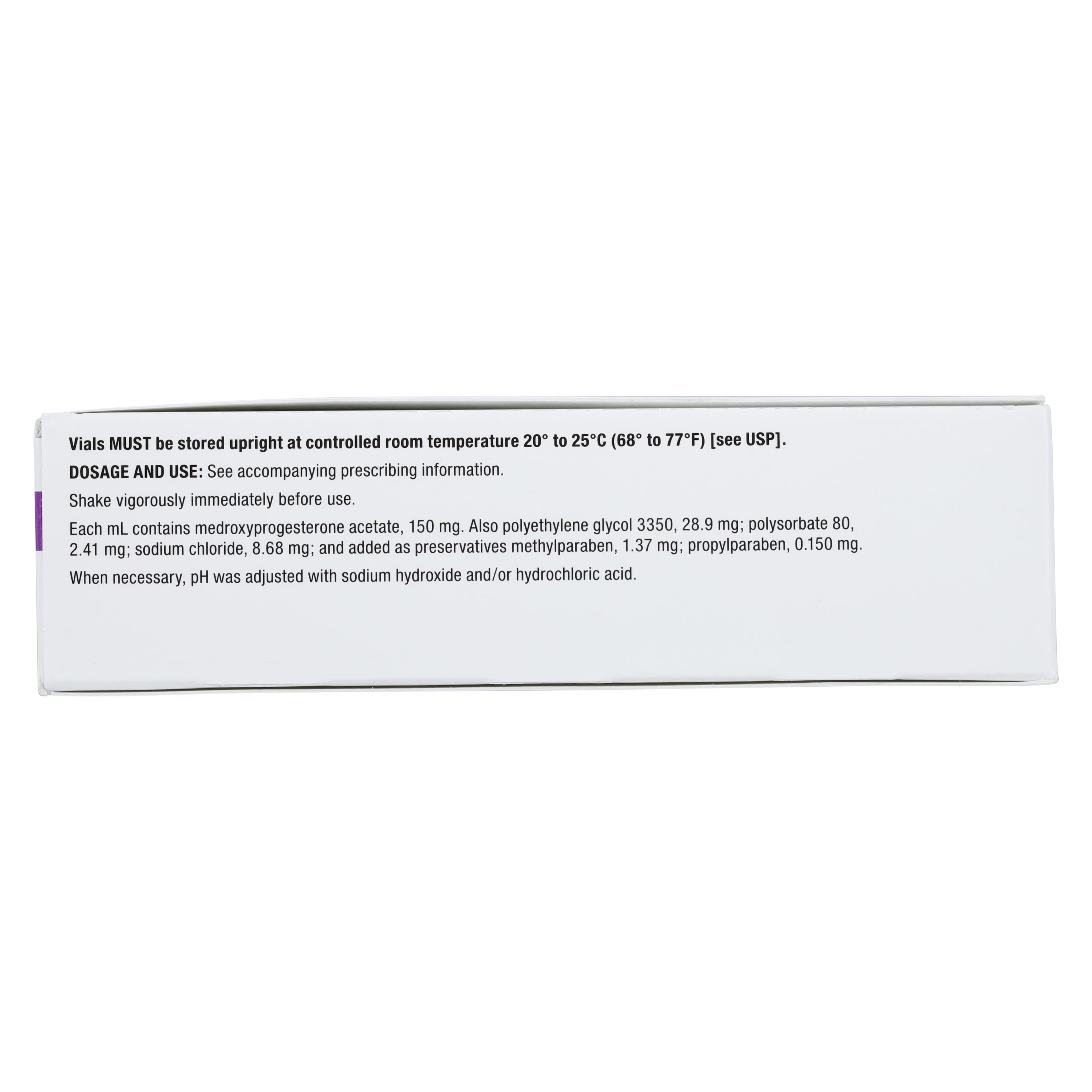 Depo-Provera (medroxyprogesterone acetate) Injectable Suspension, 150 mg/mL, Single-Dose Vial, 1 mL, 25/Package thumbnail 6