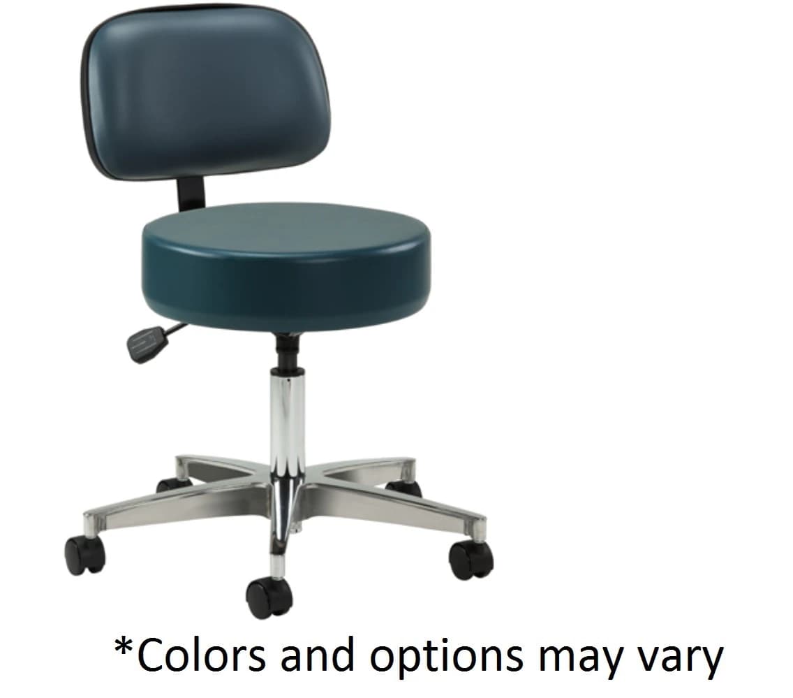Clinton Industries Premier Series Pneumatic Exam Stool, 5-Leg with Backrest, 250 lb Capacity - Pneumatic Stool 5 Leg W/ Backr - Image 1