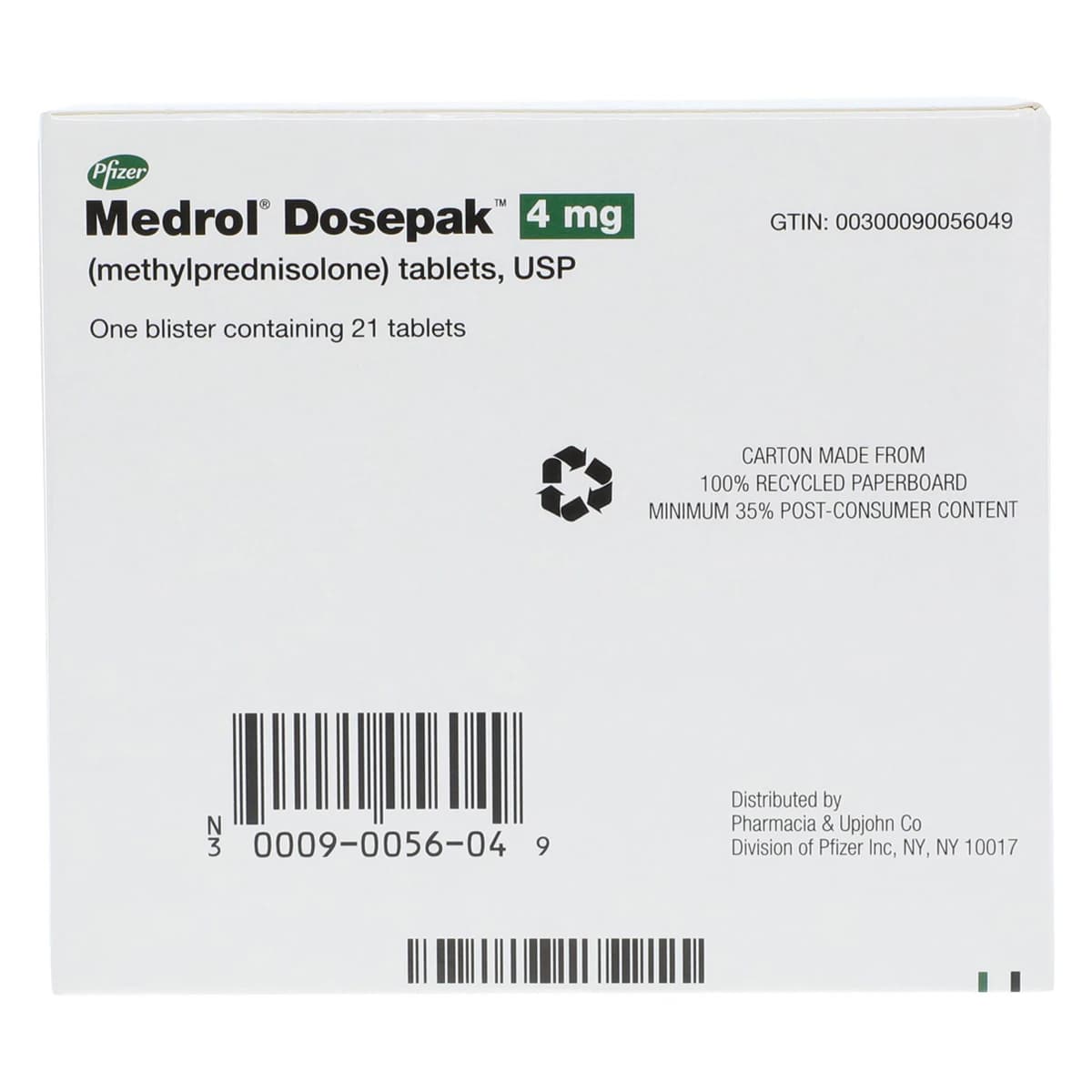 Medrol (Methylprednisolone) Tablets 4 mg, Unit Dose, 21/Package, Pfizer thumbnail 4