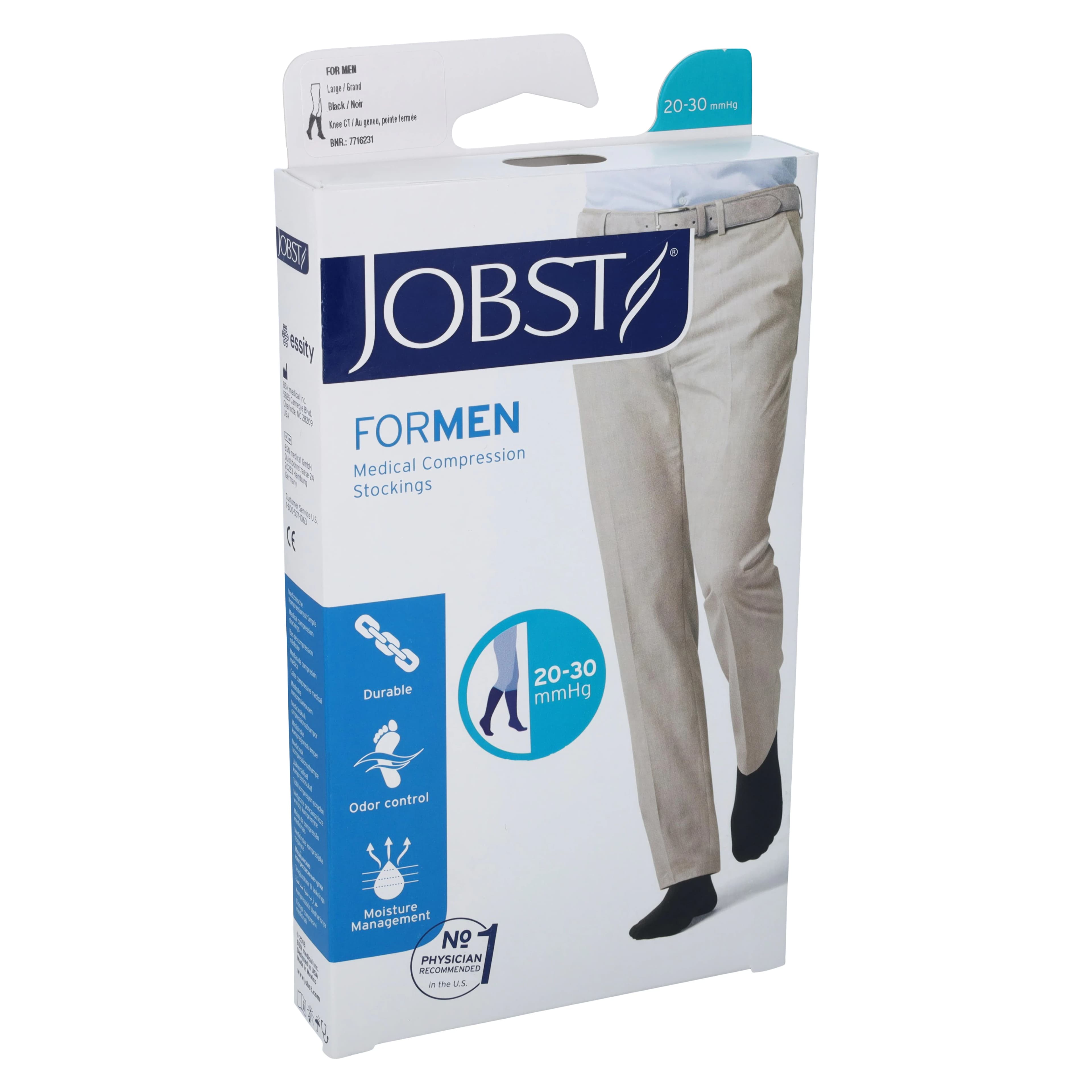 Jobst forMen Compression Socks, Knee High, Closed Toe, Large, Black - Compression Socks Knee High - Image 1