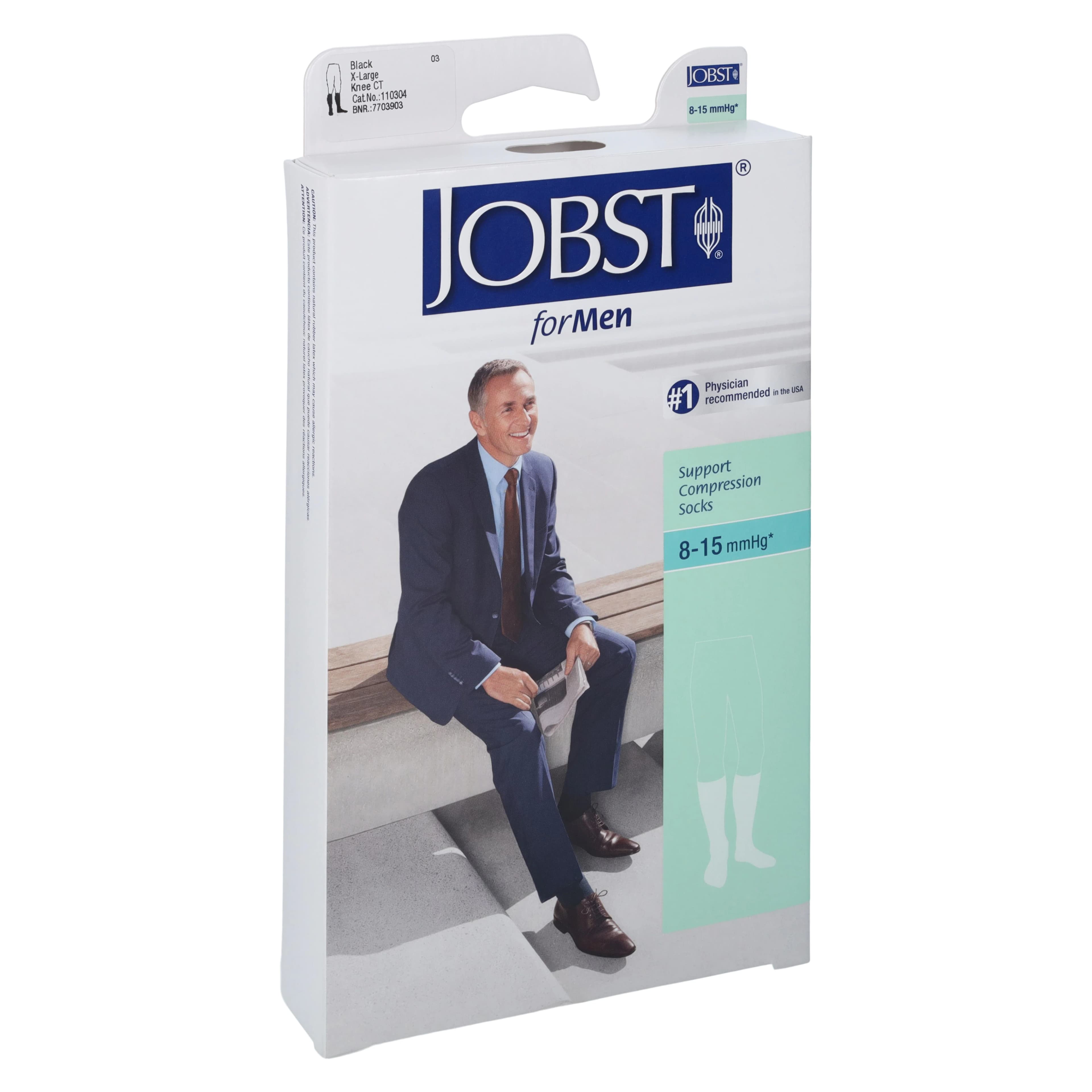 Jobst forMen Compression Socks, Knee High, Closed Toe, XL (Men's 12.5-14), Black - Compression Socks Overcalf - Image 1