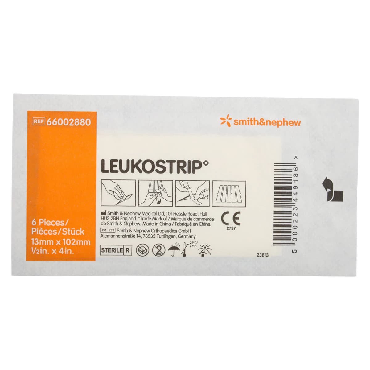 Leukostrip Skin Closure Strips, Elastic, 100% Polyamide, 1/2" x 4", White, Sterile, 50/Box thumbnail 3