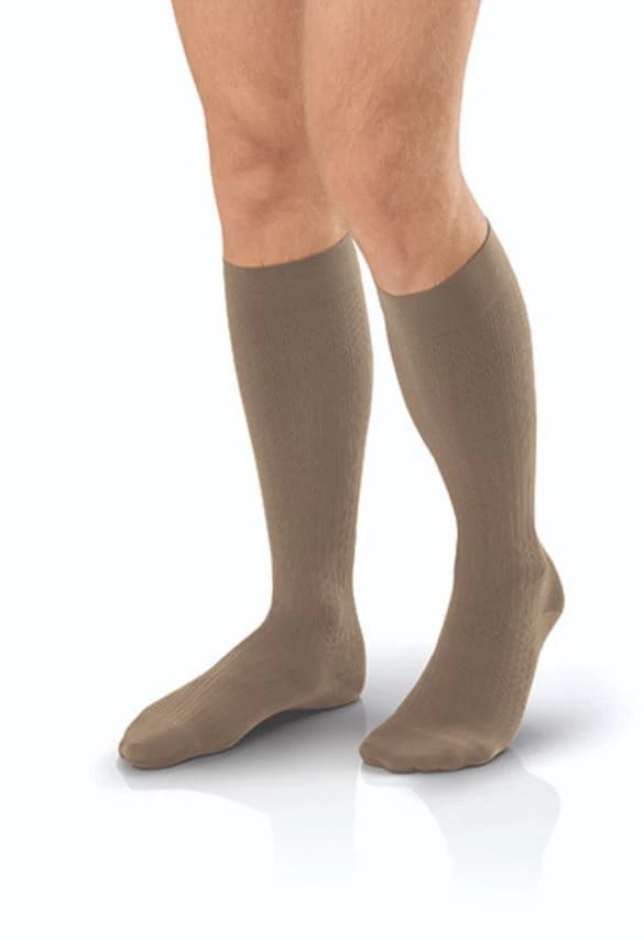 Jobst forMen Compression Socks, Knee High, Closed Toe, Large, Khaki - ELASTIC STOCKING LARGE - Image 1