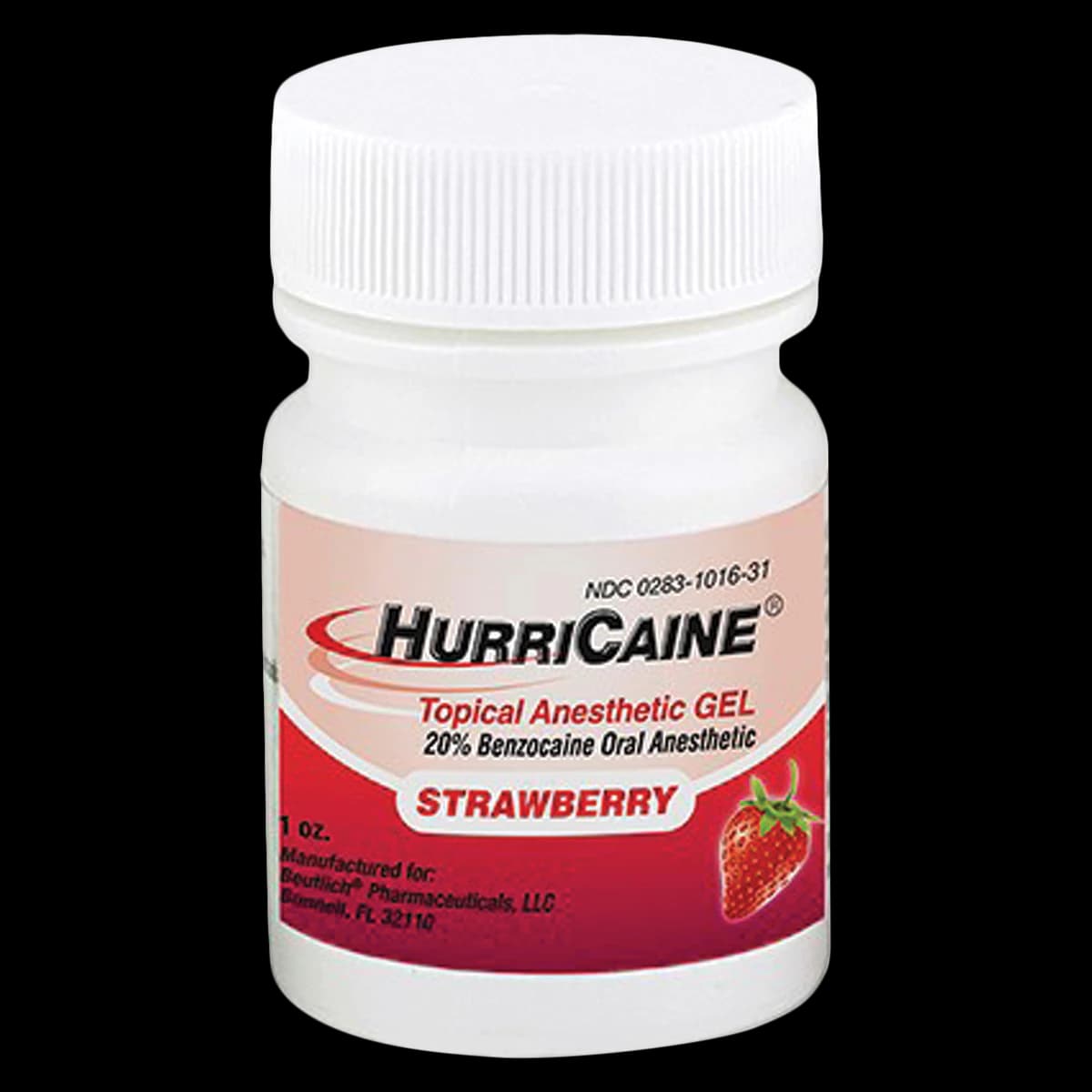 HurriCaine Topical Anesthetic Gel, 20% Benzocaine, Strawberry, 1 oz Jar - HurriCaine® Topical Anesthetic Gel 1 oz. Jar - Image 1
