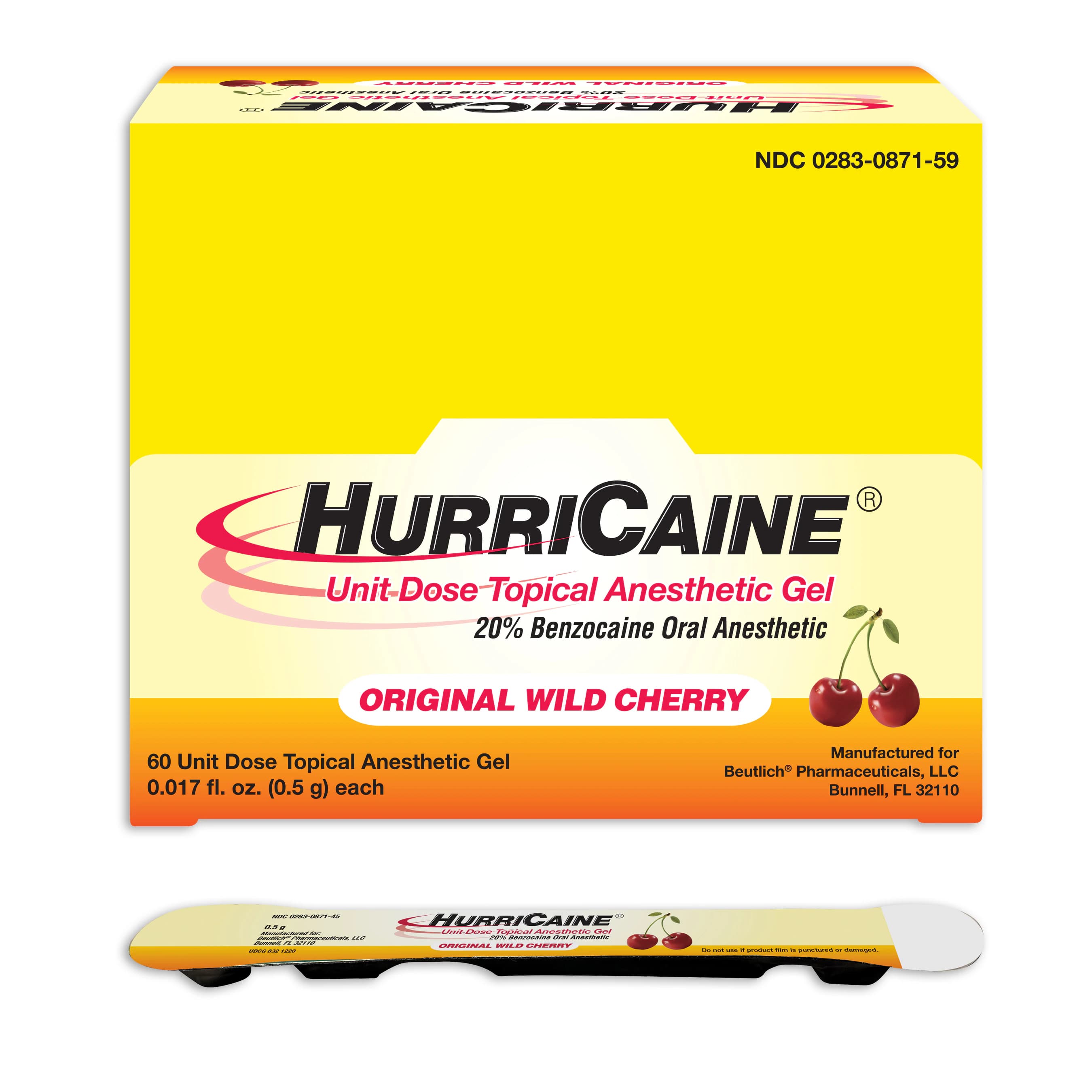 HurriCaine Topical Anesthetic Gel Unit Dose, Cherry, 20% Benzocaine, 4 x 1.2 g Prefilled Syringes with Tips, 60/Box thumbnail 2