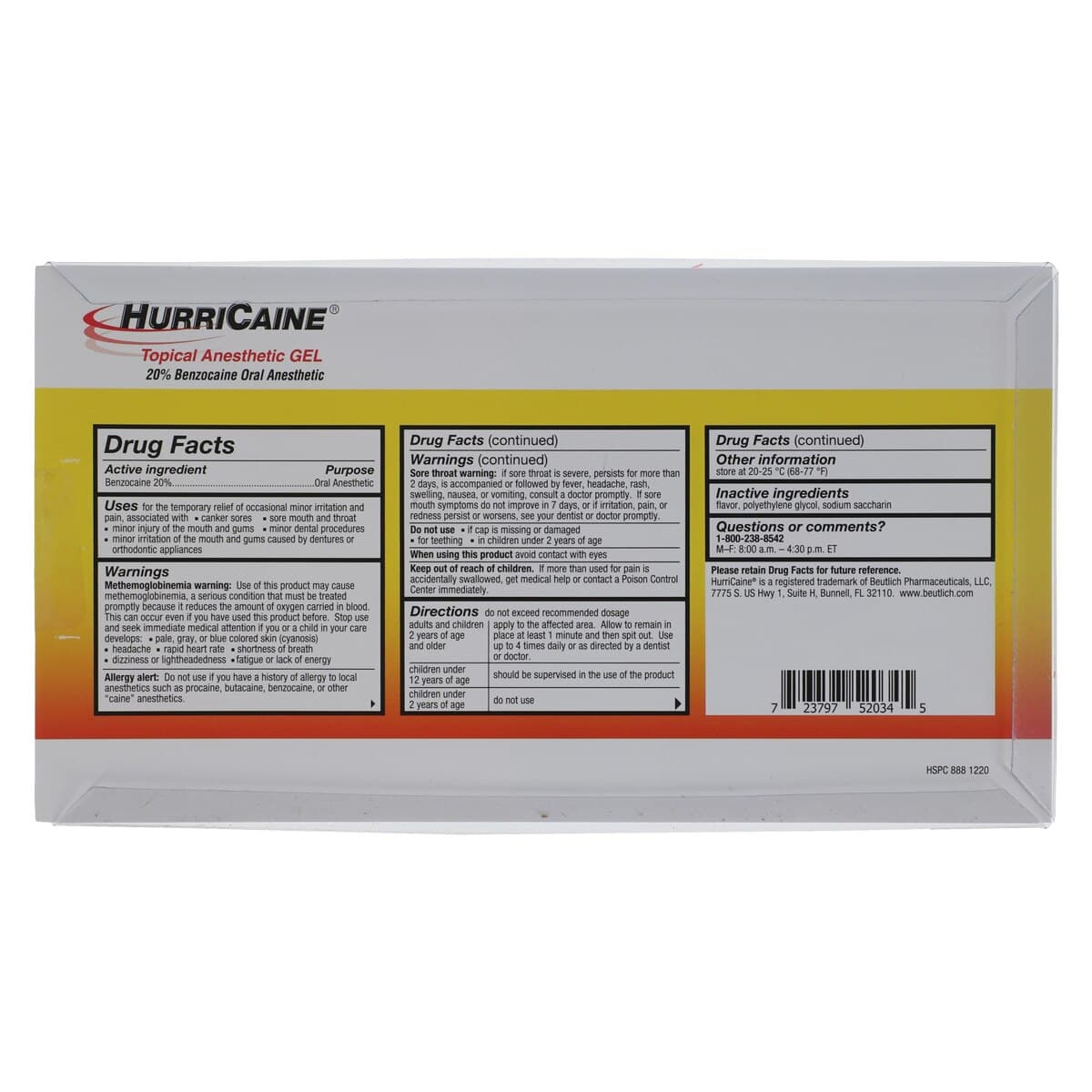 HurriCaine Topical Anesthetic Gel Unit Dose Syringe, Cherry, 20% Benzocaine, 1.2g, 4/Pk thumbnail 2