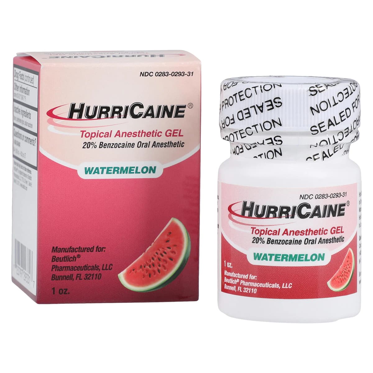 HurriCaine Topical Anesthetic Gel, 20% Benzocaine, Watermelon, 1 oz Jar - HurriCaine® Topical Anesthetic Gel 1 oz. Jar - Image 1