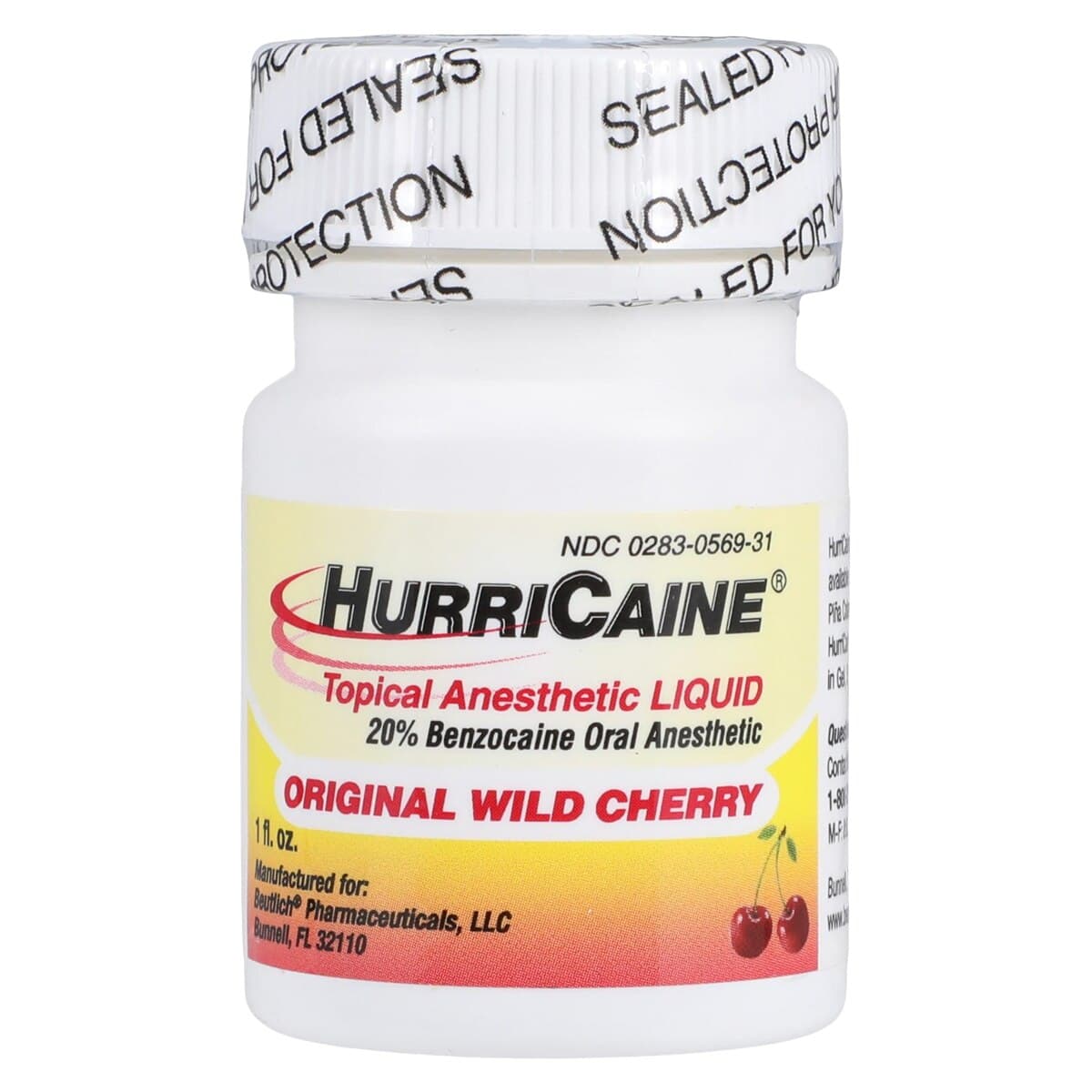 HurriCaine Topical Anesthetic Liquid, 20% Benzocaine, Wild Cherry, 1 oz Jar thumbnail 3
