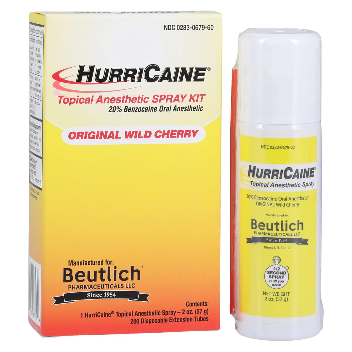 HurriCaine Topical Anesthetic Spray Kit, 20% Benzocaine, Wild Cherry, 2 oz Spray Can + 200 Extension Tubes thumbnail 2
