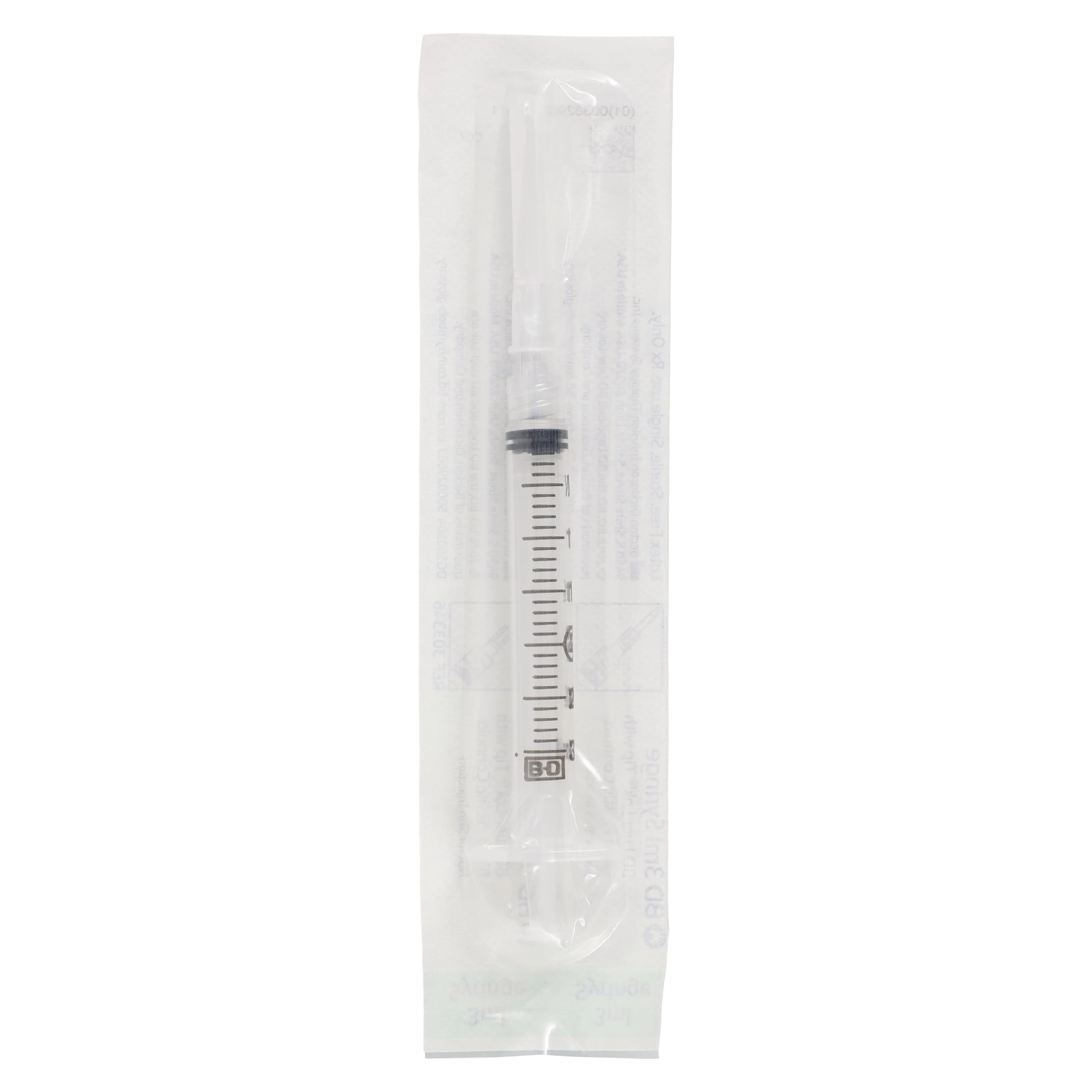 Becton-Dickinson Hypodermic Syringe with Plastic Cannula, Luer Lock, Sterile, 3cc, Clear, Latex-Free, 100/Box thumbnail 3