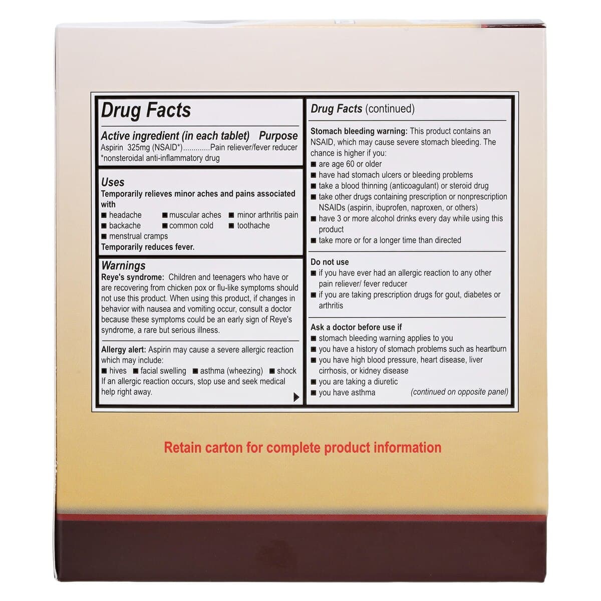 Medique Aspirin Tablets 325mg, Unit Dose Packets, 100 Packets of 2 Tablets per Box thumbnail 6