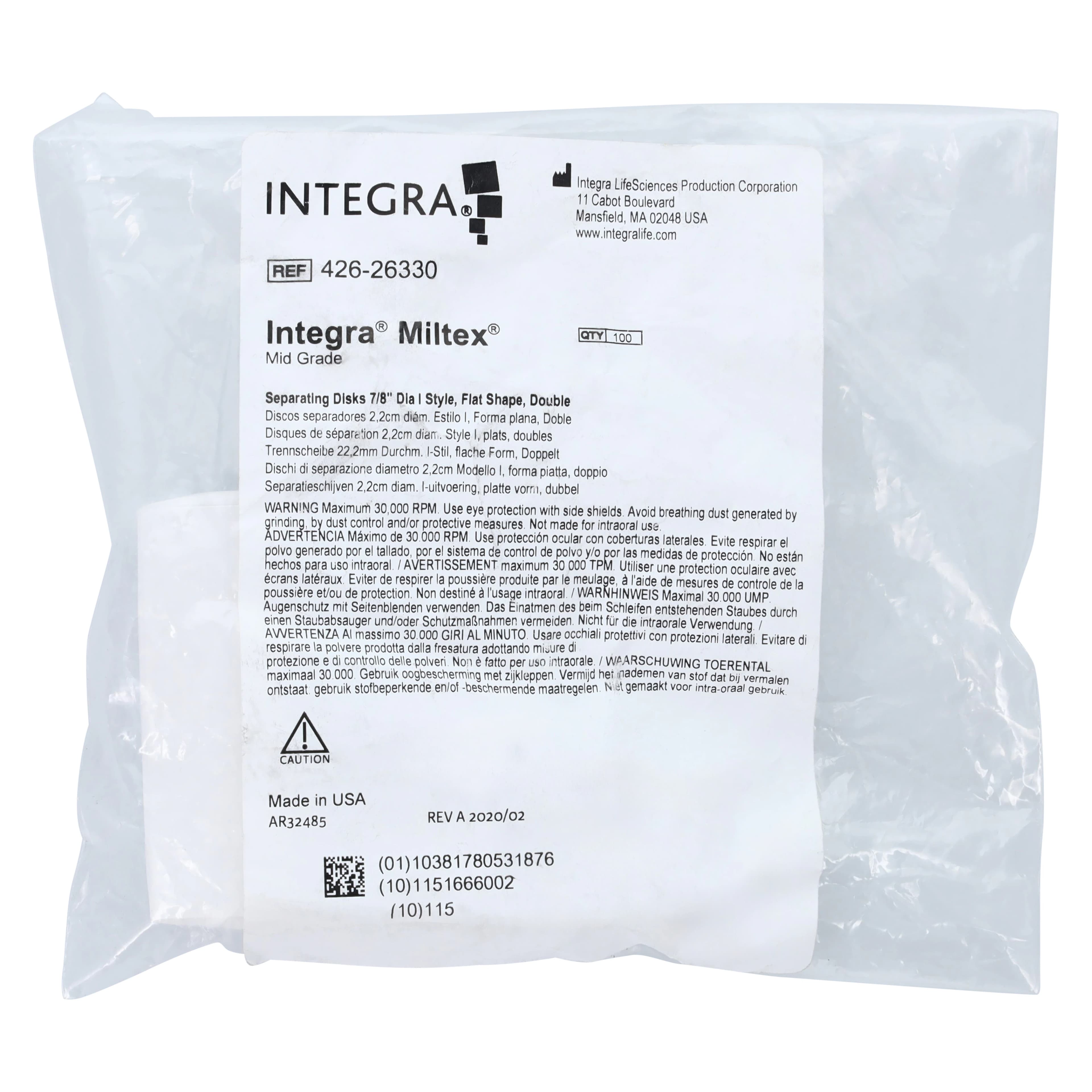 Miltex Separating Disks I-Double Cutting, 7/8", Flat, Double-Sided, 100/Box, 426-26330 thumbnail 3