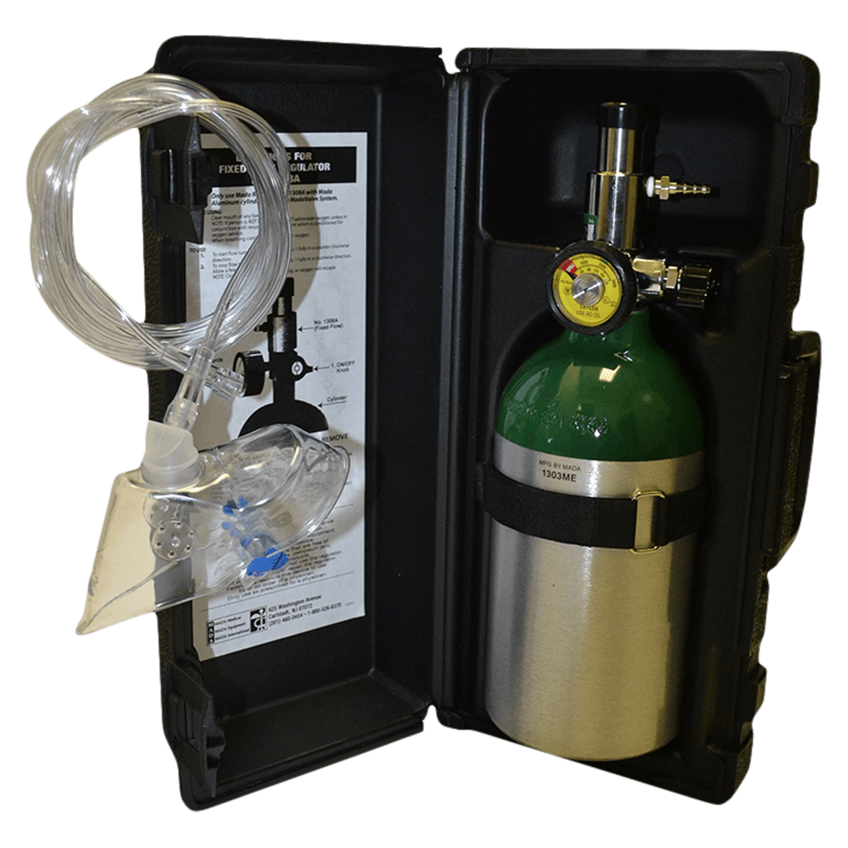 Mada Medical Oxy-Uni-Pak Oxygen Unit Kit with Carrying Case (Empty), Fixed Flow Regulator, Mask and Tube, 1/Pkg - Oxy-Uni-Pak With Carrying Case (Empty) - Image 1