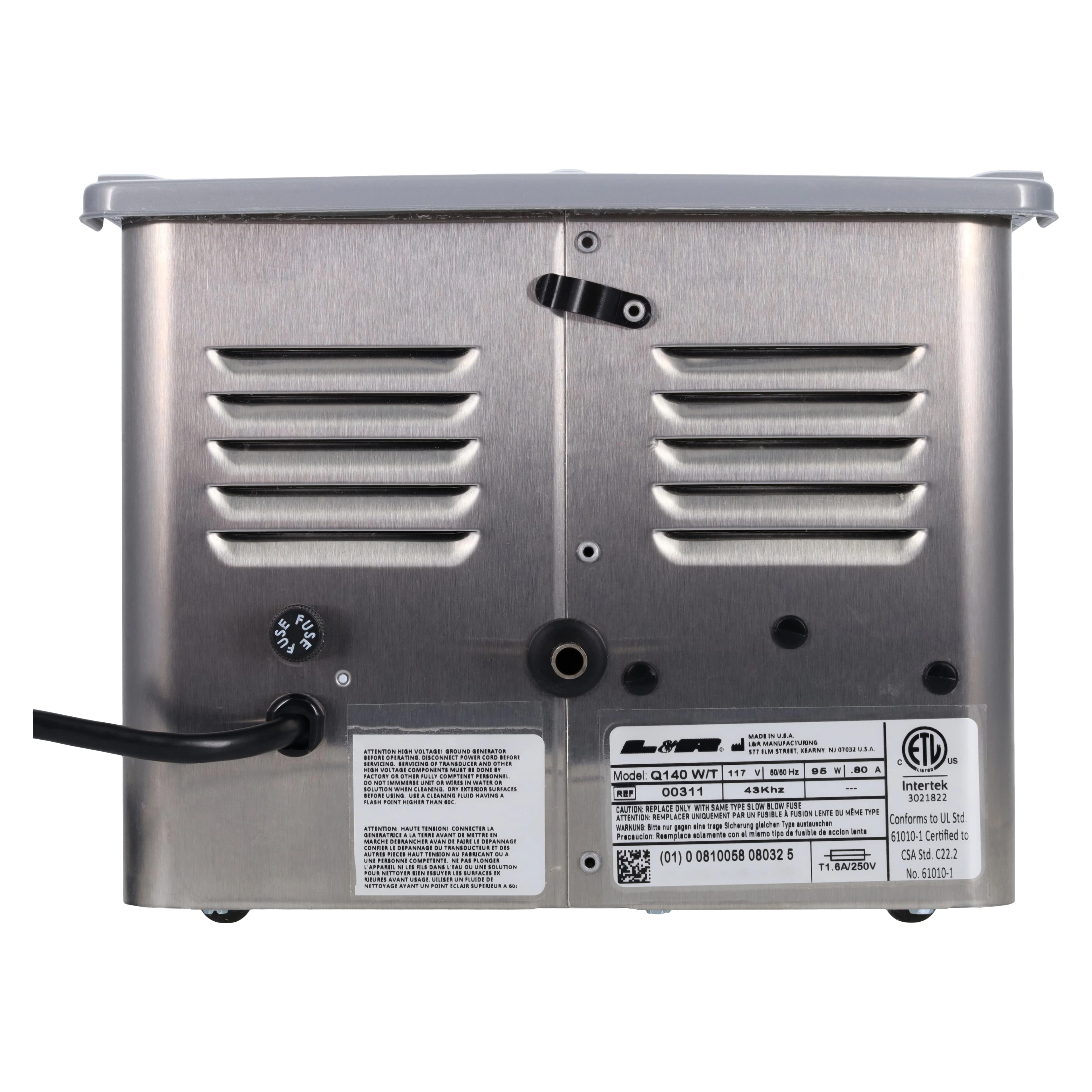 Quantrex 140 Ultrasonic Cleaner with Timer and Drain, 0.85 Gallon (3.2L), 43 kHz, 110V, Model 311 thumbnail 5