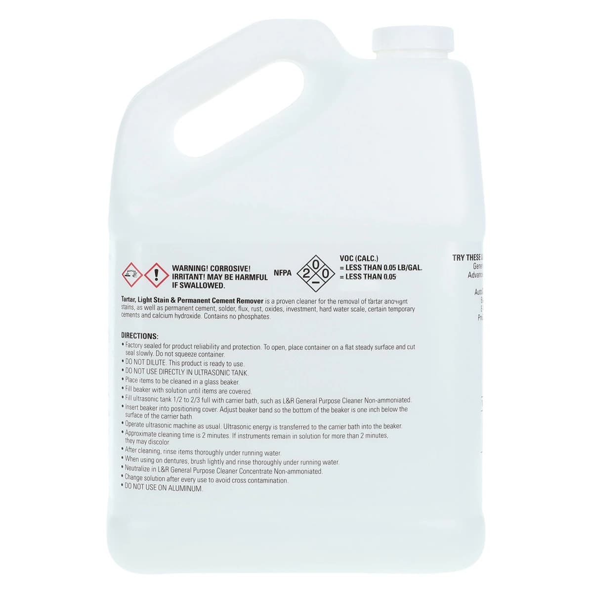 L&R Ultrasonics Tartar, Light Stain & Permanent Cement Remover, 1 Gallon Bottle, 232 thumbnail 2
