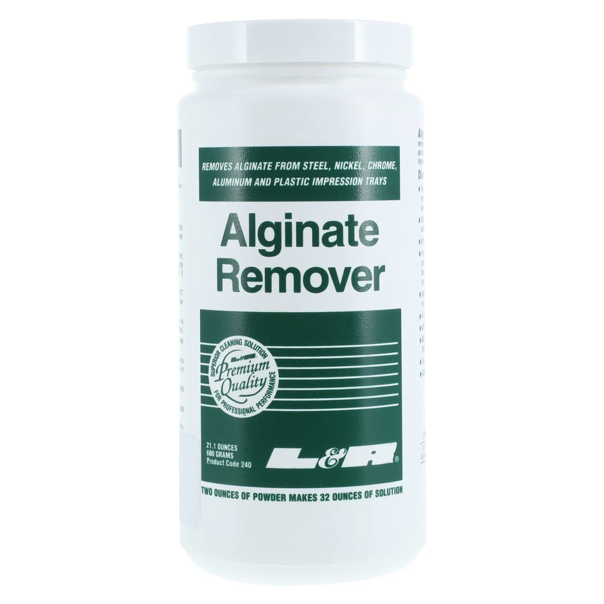 L&R Ultrasonics Alginate Remover Powder with Scoop, 675 g Jar, 240 - Ultrasonic Cleaning Solutions – Alginate Remover Powder with Scoop, 675 g Jar - Ultrasonic Cleaning Solutions – Alginate Remover Powder with Scoop, 675 g Jar - Image 1