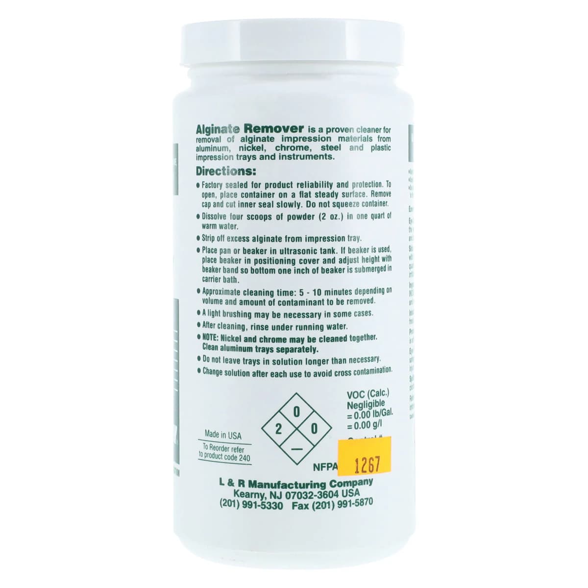 L&R Ultrasonics Alginate Remover Powder with Scoop, 675 g Jar, 240 thumbnail 2
