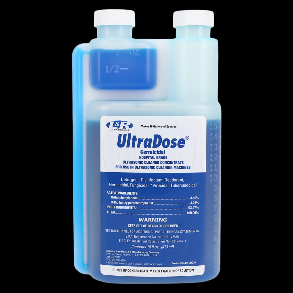 UltraDose Germicidal Ultrasonic Cleaner Concentrate, 16 oz Bottle, UD036 - Ultradose® Germicidal Ultrasonic Cleaner Concentrate, 16 oz Bottle - Ultradose® Germicidal Ultrasonic Cleaner Concentrate, 16 oz Bottle - Image 1