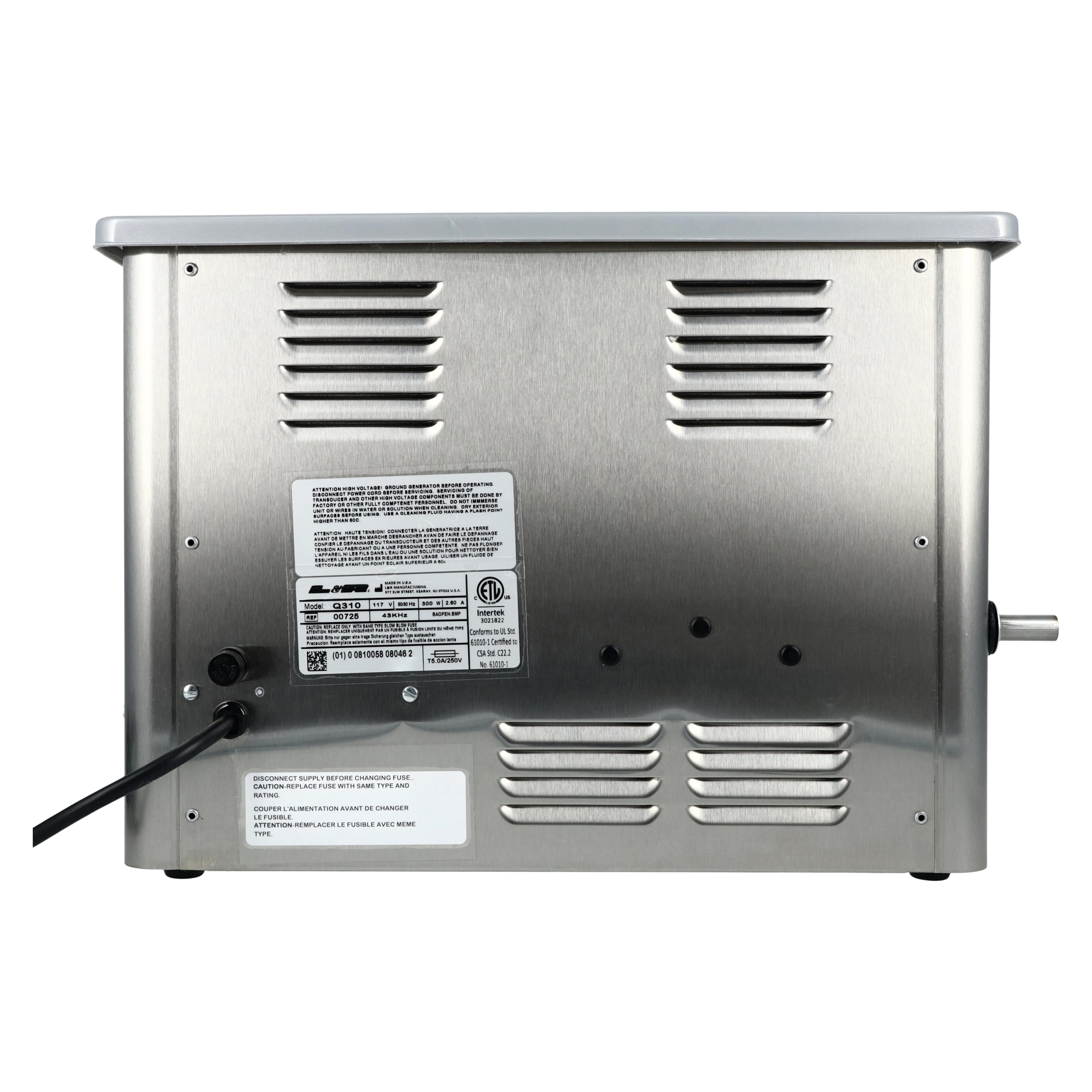 Quantrex 310 Ultrasonic Cleaner with Timer and Drain, 3.25 Gallon, 43 kHz, 117V, Model 725 thumbnail 4