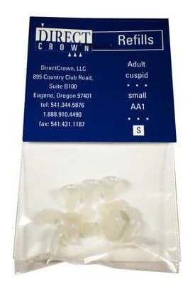 DirectCrown® Temporary Crown Refill, Adult Anterior Cuspid, Small, Upper and Lower Right, 8/Pkg, AA-1 - DirectCrown® – Adult Refill Packs, 8/Pkg - Small Upper and Lower Right Cuspid - Image 1