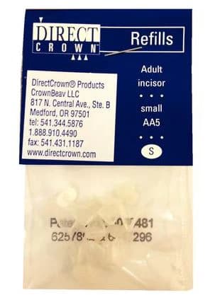 DirectCrown® Adult Anterior Incisor Temporary Crown Refill, Small, 8/Pkg, AA-5 - DirectCrown® – Adult Refill Packs, 8/Pkg - Small Upper and Lower Left Incisor - Image 1