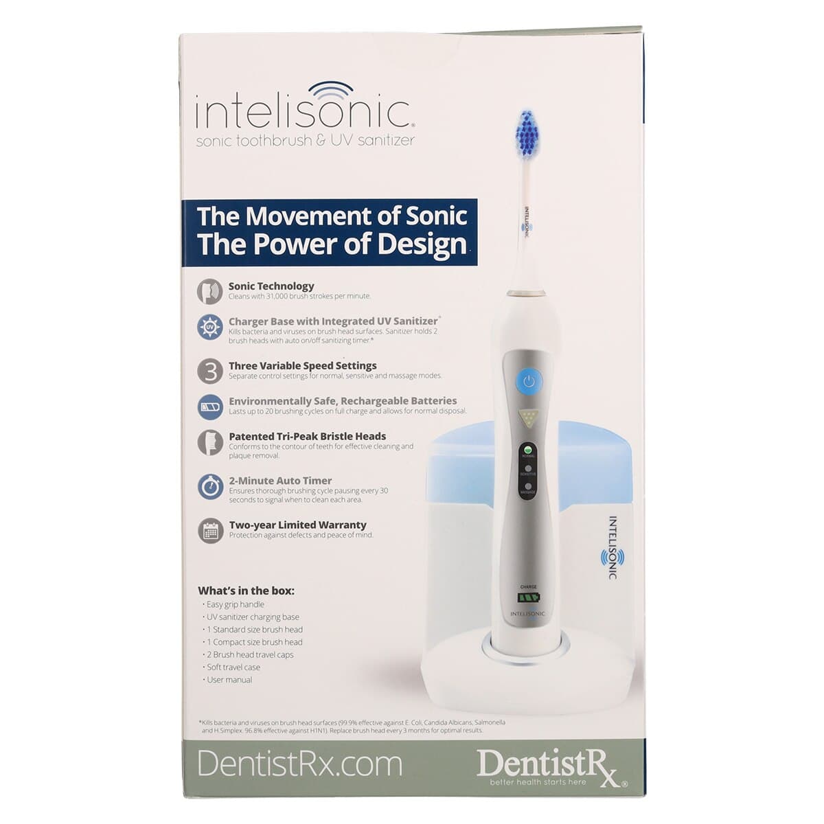 InteliSonic Sonic Toothbrush and UV Sanitizer, Rechargeable, 3 Modes, with 2 Brush Heads and Travel Case thumbnail 8