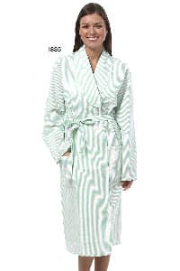 Fashion Seal Patient Robe, Adult Unisex X-Large, Green Stripe, Polyester/Cotton Seersucker, Long Sleeves, 2 Pockets, Each - Robe w/Green Stripes - Image 1