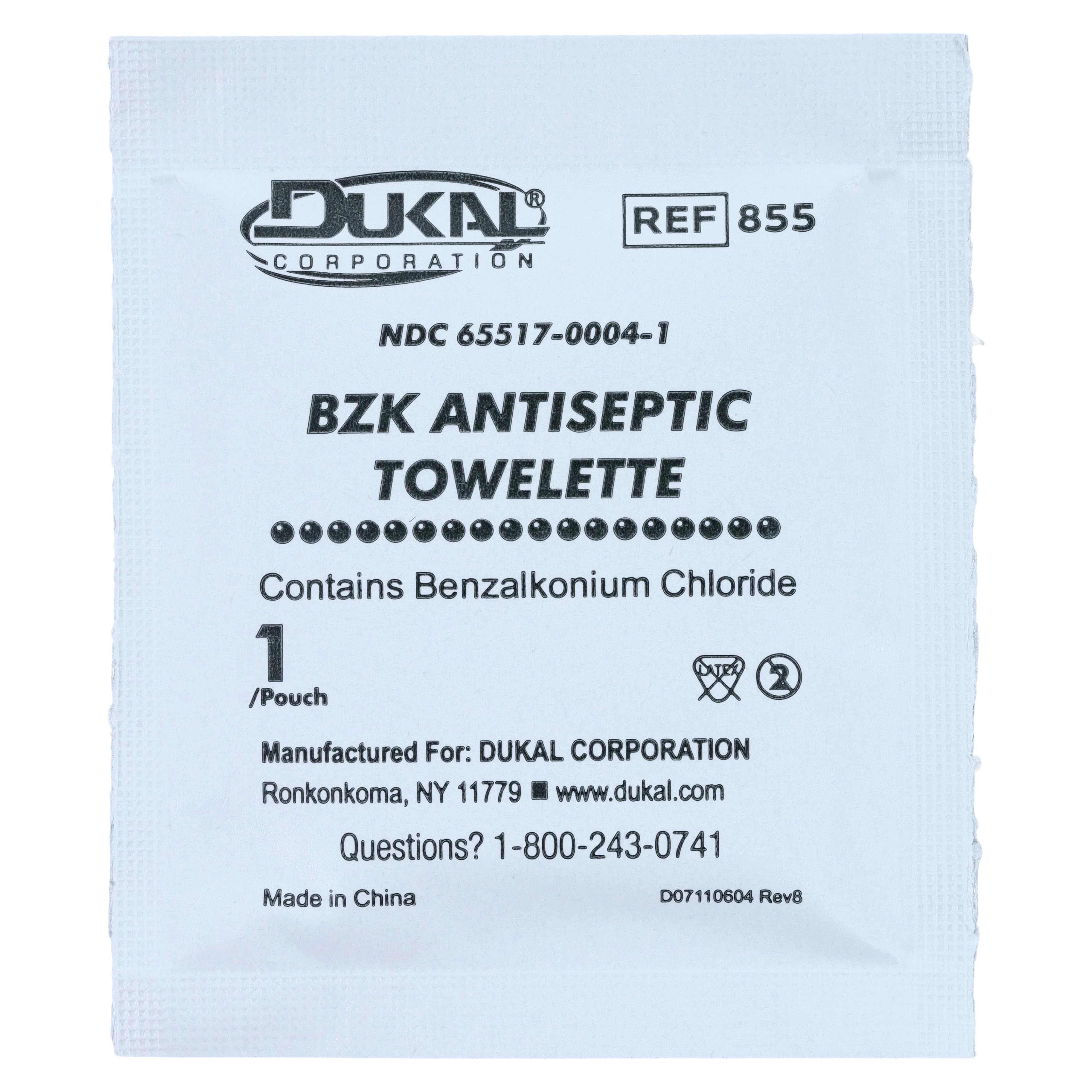Dukal BZK Antiseptic Towelettes, 5x8" Non-Woven Cloth thumbnail 3