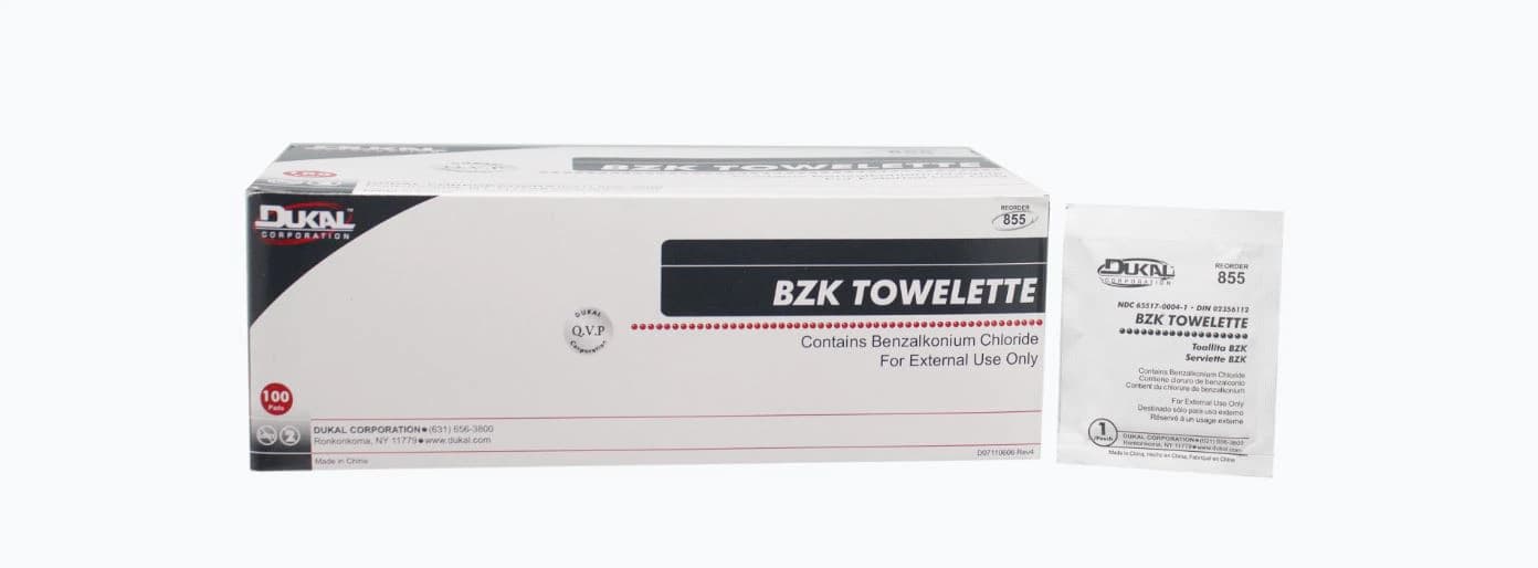 Dukal BZK Antiseptic Towelettes, 5x8" Non-Woven Cloth - BZK Antiseptic Towelettes - Image 1