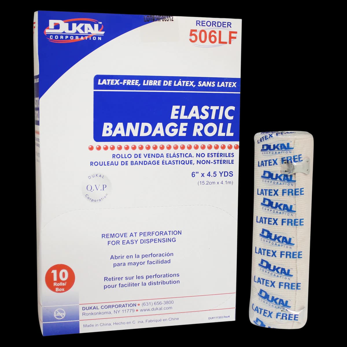Dukal Stretch Bandage Elastic, 6" x 4.5 yd, Tan, Non-Sterile, 10/Box - Bandage Elast Clips LF NS - Image 1