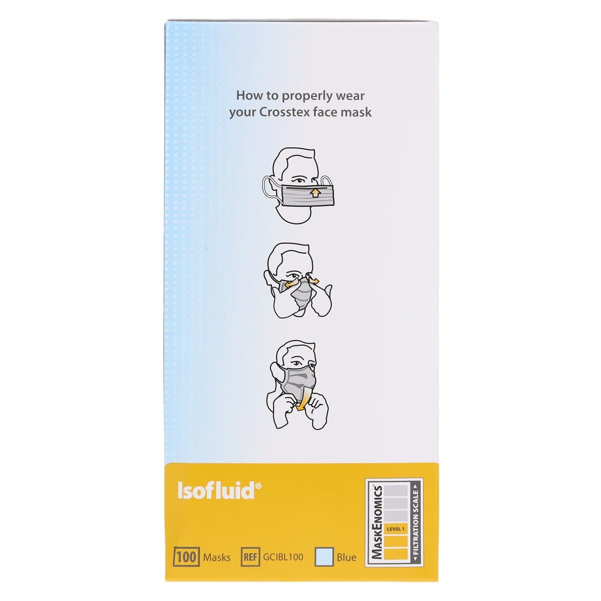 Crosstex Isofluid Earloop Face Masks, ASTM Level 1, Blue, 100/Box, GCIBL100 thumbnail 7