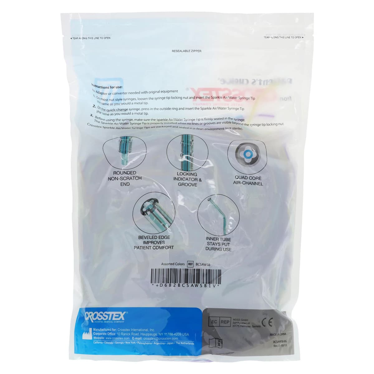 Crosstex Sparkle Disposable Air/Water Syringe Tips, Assorted Translucent Colors, 1500/Bag, BCSAWSB thumbnail 3