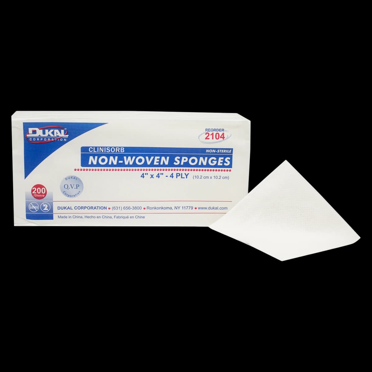 Dukal Clinisorb Non-Woven Gauze Sponge, 4x4", 4-Ply, Non-Sterile, 2000/Case, 2104 - Sponge Nonwoven 4Ply NS - Image 1