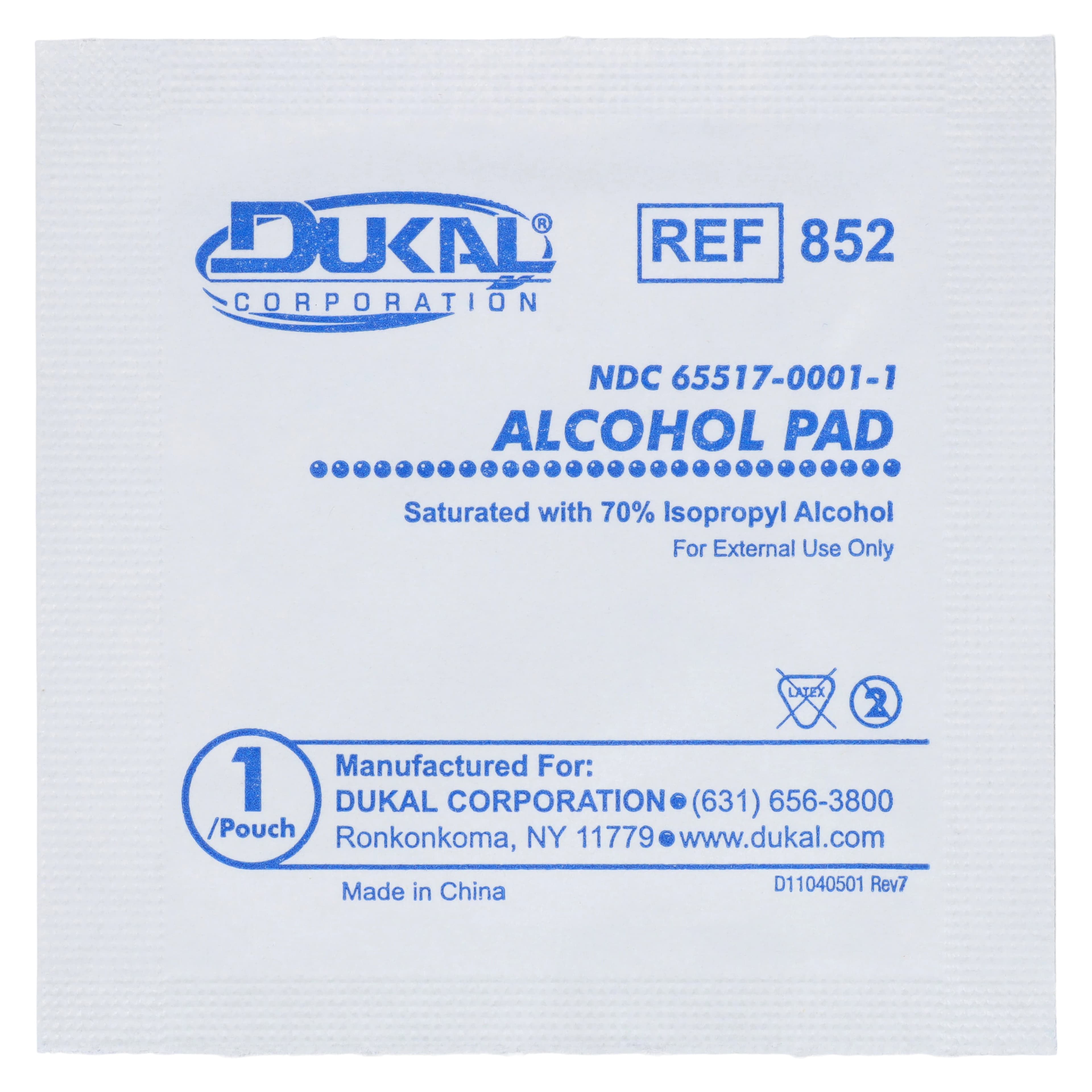 Dukal Alcohol Prep Pad, 70% Isopropyl Alcohol, Non-Sterile, 2-Ply, 1x1", White thumbnail 2