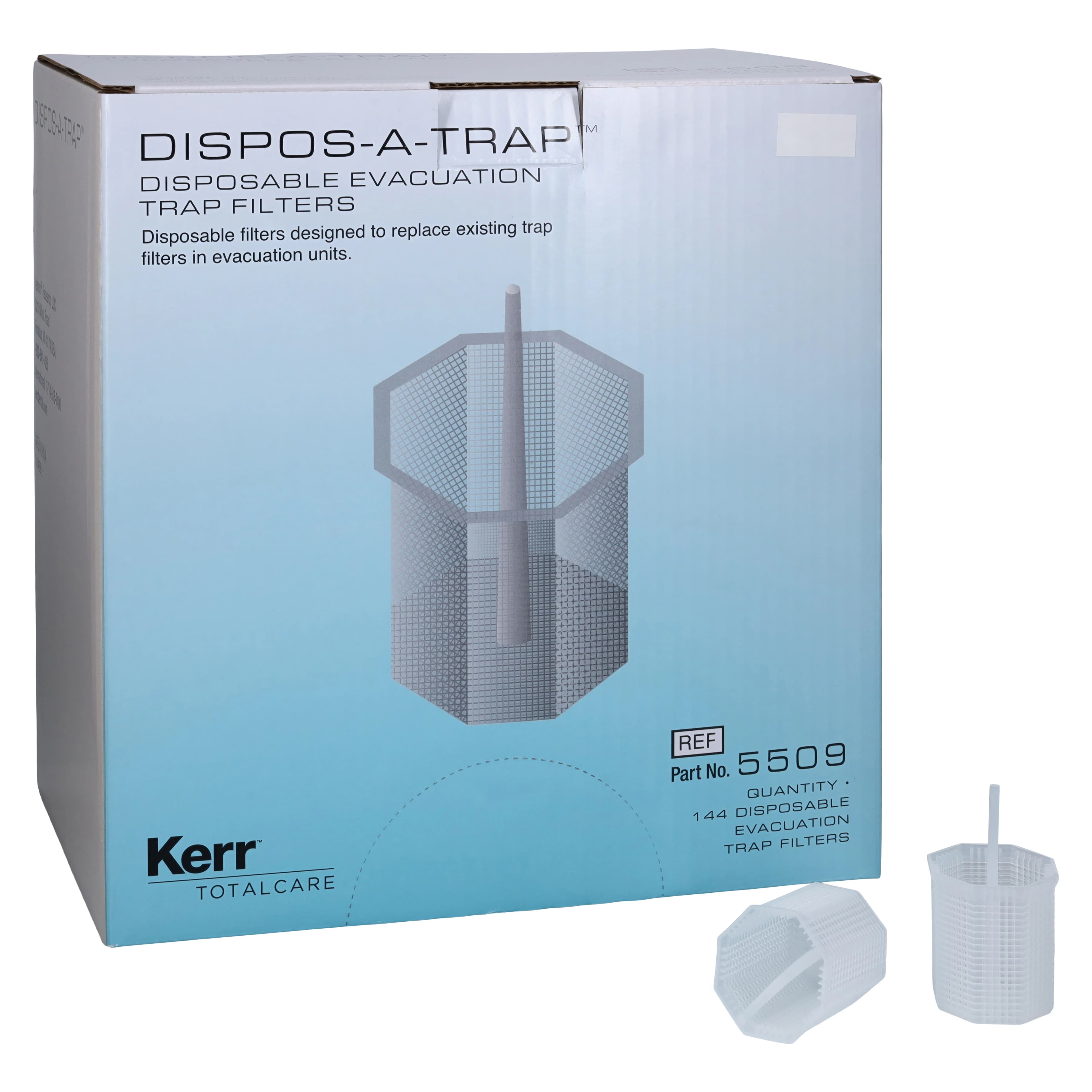 Kerr Dispos-A-Trap Disposable Evacuation Trap, Model 5509, 1.5" Diameter, Fits DCI/Belmont Reality 6000, 144/Box - Model 5509, 1 1/2" Diameter, 144/Pkg, 5509 - Image 1