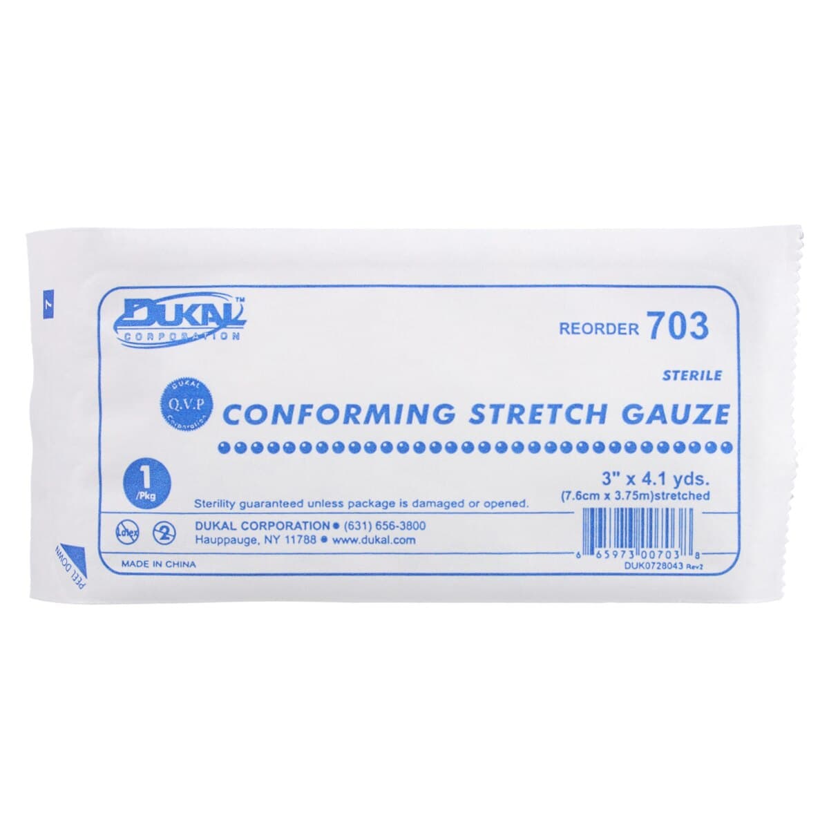 Dukal Conforming Bandage Gauze, Sterile, 3" x 4.1 yd, 12/Bag thumbnail 3